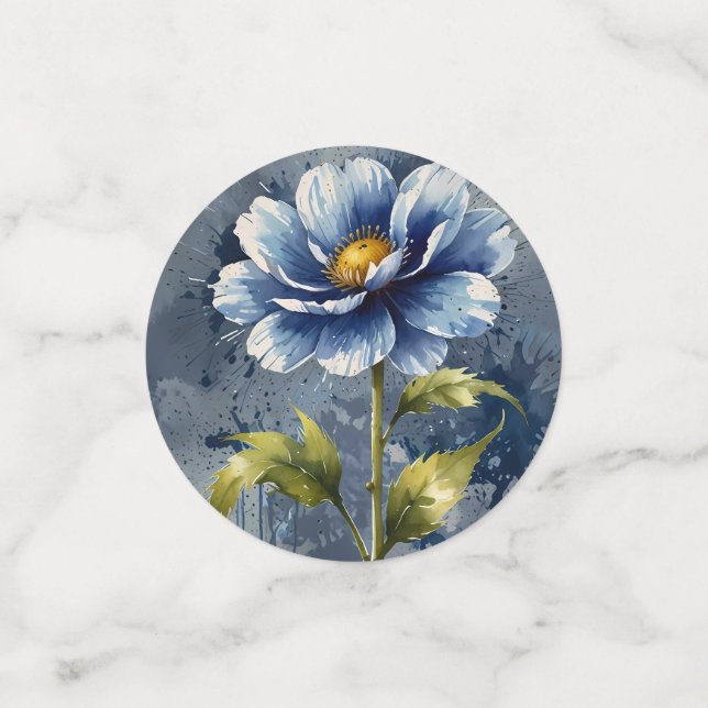 Blue flower watercolour pattern confetti (Small Front)