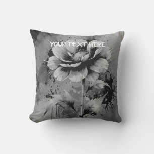 Blue flower watercolour pattern cushion