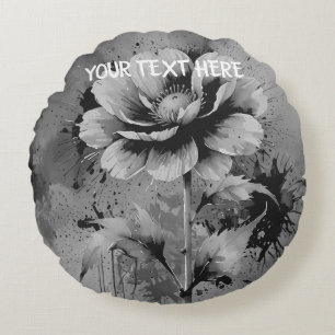 Blue flower watercolour pattern round cushion