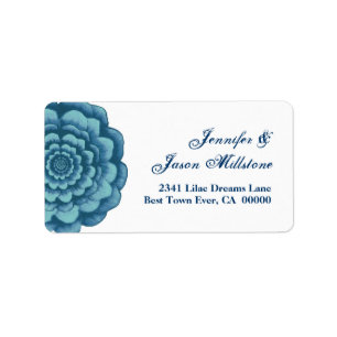 Blue Flower Wedding Label