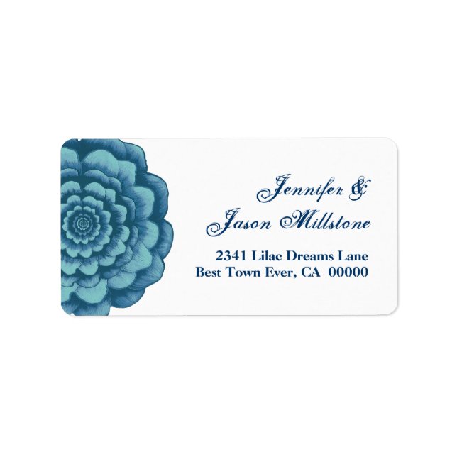 Blue Flower Wedding Label (Front)