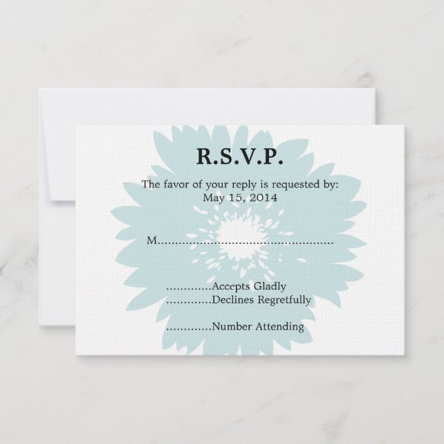 Blue Flower Wedding RSVP (Front)