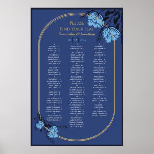 Blue Flower Wedding Seating Chart