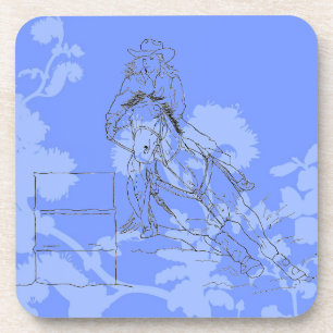 Blue Flowered Barrel Racer Coaster