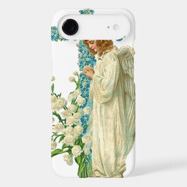 Blue Flowered Christian Cross Case-Mate iPhone Case (Back)