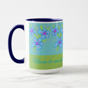 Blue Flowered Coffee Mug