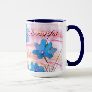Blue Flowered Watercolour Mug