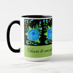 Blue Flowered With Green Accents Mug