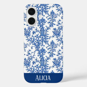 Blue Flowering Toile iPhone 16 Case