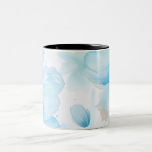 Blue Flowers abstract pattern. Two-Tone Coffee Mug