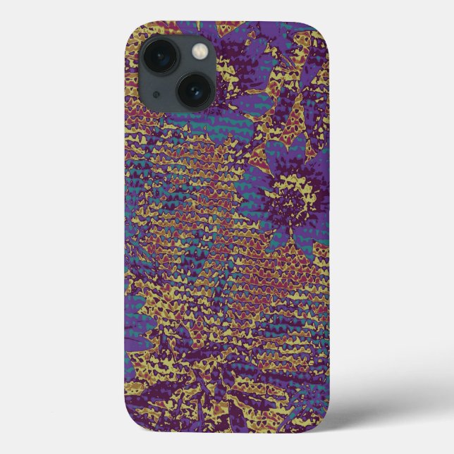 Blue flowers against leaf camouflage pattern Case-Mate iPhone case (Back)