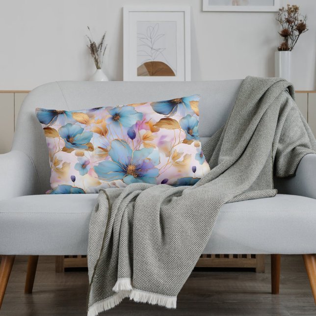 Blue Flowers Alcohol Ink  in Soft Pastels Pillowcase (Creator Uploaded)