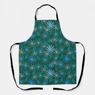 Blue Flowers Among Forest Green Apron