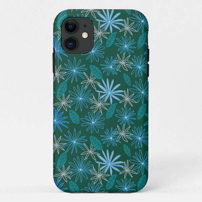 Blue Flowers Among Forest Green Case-Mate iPhone Case (Back)