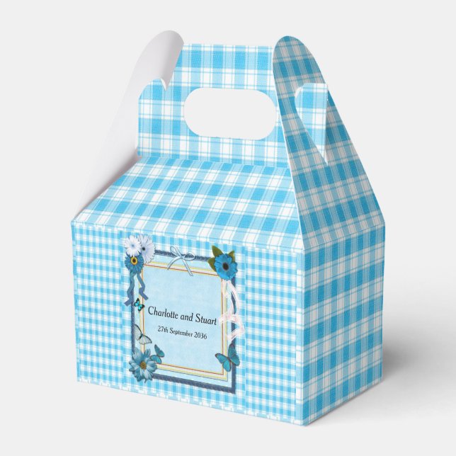 Blue Flowers and Butterflies Favour Box (Front Side)