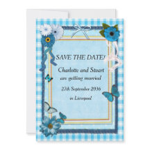 Blue Flowers and Butterflies