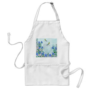 Blue flowers and dragonflies standard apron