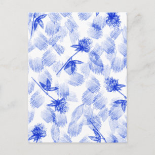 Blue Flowers And Elements Floral Card. Postcard