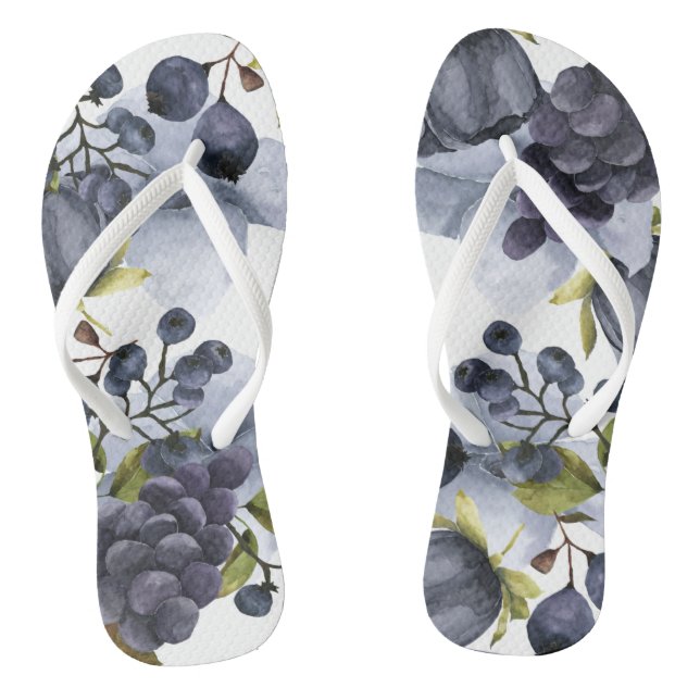 Blue flowers and fruits in frame thongs (Footbed)