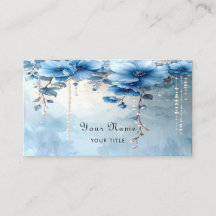 Blue Flowers and Pearls Business Card