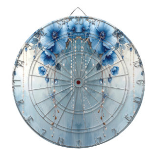 Blue Flowers and Pearls Dartboard