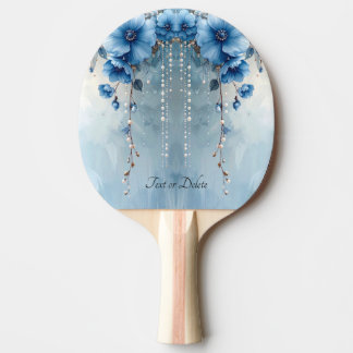 Blue Flowers and Pearls Ping Pong Paddle