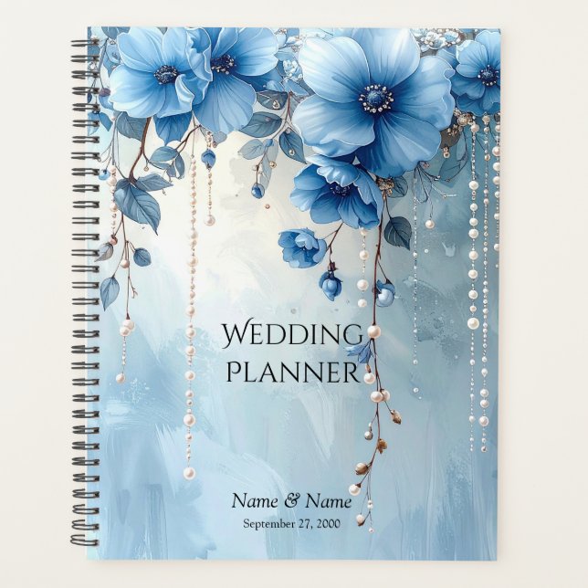 Blue Flowers and Pearls Planner (Front)