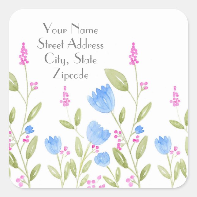 'Blue Flowers and Pink Berries' Label (Front)