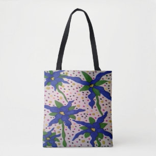 Blue Flowers and Polka Dots Tote Bag
