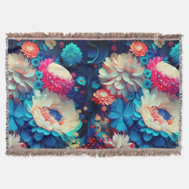 Blue Flowers Background-1 Throw Blanket (Front)