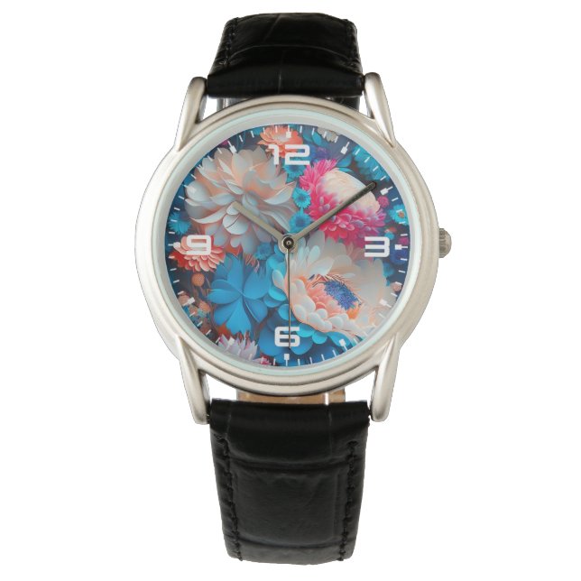 Blue Flowers Background-1 Watch (Front)