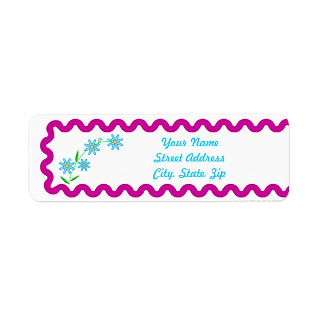 Blue Flowers Background Return Address Sticker (Front)