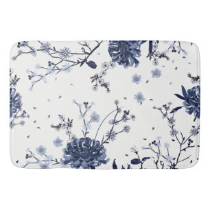 Blue flowers bath mat
