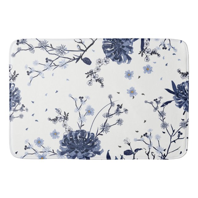 Blue flowers bath mat (Front)