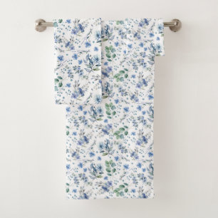 Blue Flowers Bath Towel Set