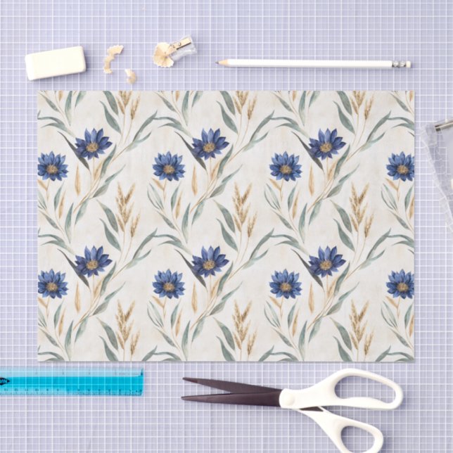 Blue Flowers Birthday Tissue Paper (Craft)