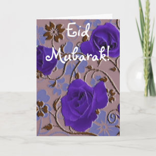 Blue flowers bouquet Eid Mubarak Holiday Card