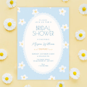 Blue flowers bridal shower invitation