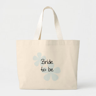 Blue Flowers Bride to Be Large Tote Bag