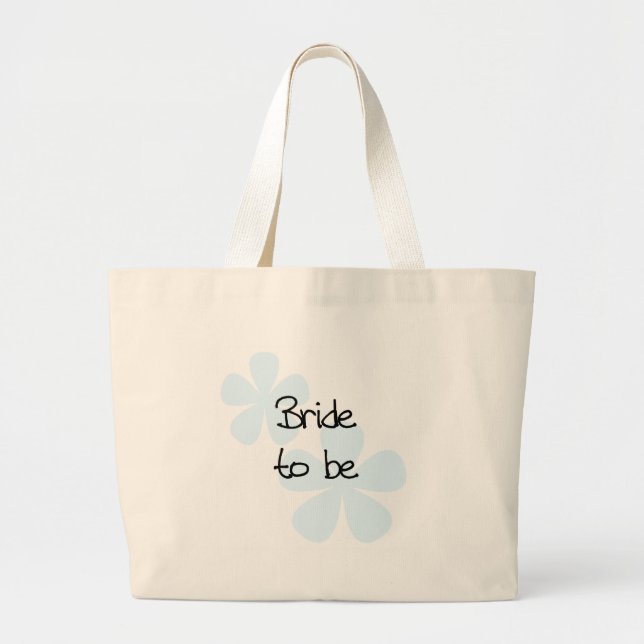 Blue Flowers Bride to Be Large Tote Bag (Front)