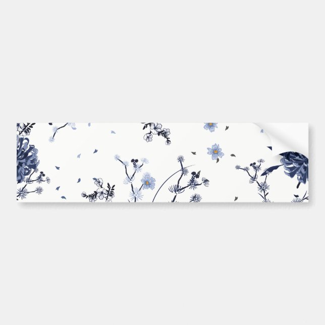 Blue flowers bumper sticker (Front)