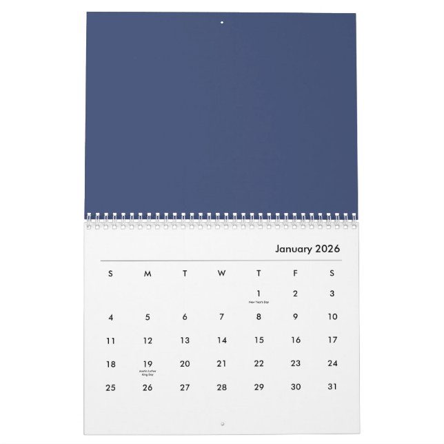 Blue flowers calendar (Jan 2026)