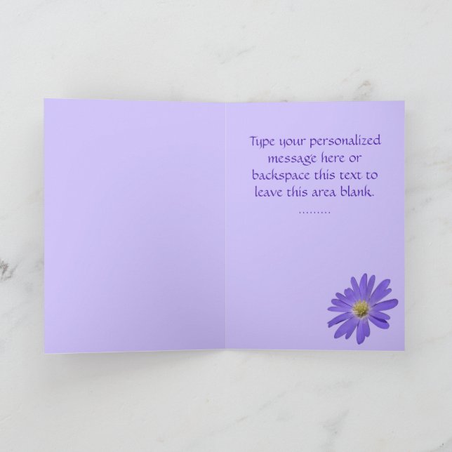 Blue Flowers Card Daisy Greeting Card Blank (Inside)