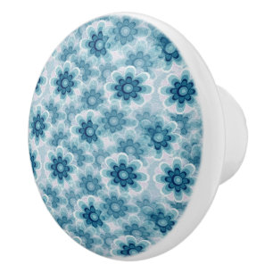 Blue Flowers Ceramic Knob