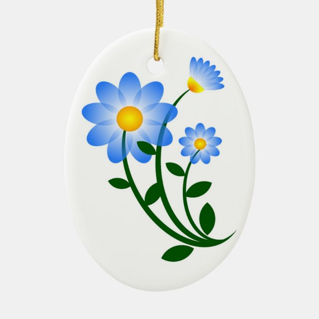 BLUE FLOWERS CERAMIC ORNAMENT (Front)