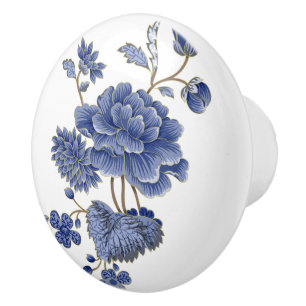 Blue Flowers Ceramic Pull