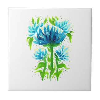Blue flowers ceramic tile