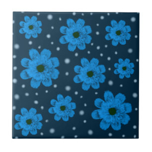 Blue Flowers Ceramic Tile