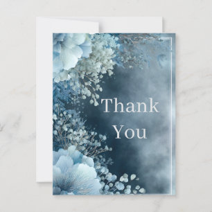 Blue Flowers & Clouds Thank You Card