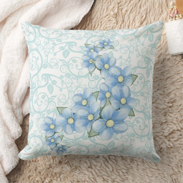 Blue Flowers Cushion (Blanket)
